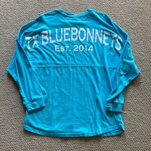 Pressbox Texas Bluebonnets Neon Blue Spirit Jersey Long Sleeve T-Shirt Small EUC